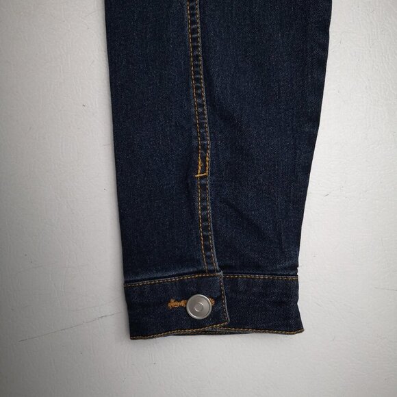 Moto Jeans Ladies Size XL Dark Wash Blue Button Front Jean Jacket - Picture 9 of 12